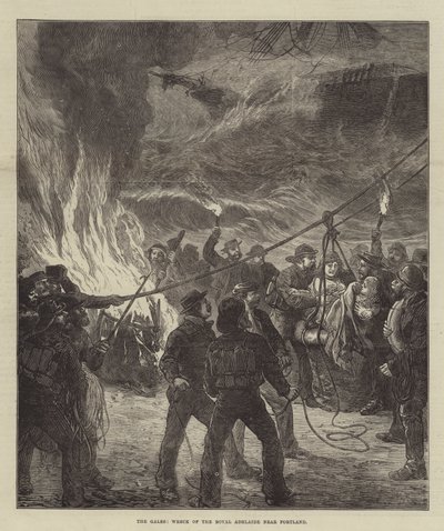 Die Stürme, Wrack der Royal Adelaide bei Portland (Gravur) von English School