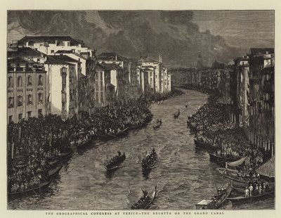 Der Geographische Kongress in Venedig, die Regatta auf dem Canal Grande von English School