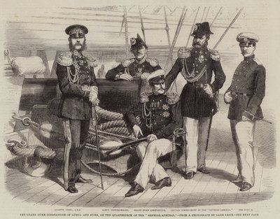Der Großherzog Konstantin von Russland und Suite, auf dem Achterdeck der "General-Admiral" von English School