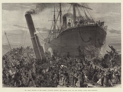 Die große Katastrophe auf der Themse, Kollision zwischen der Prinzessin Alice und der Bywell Castle, nahe Woolwich (Gravur) von English School