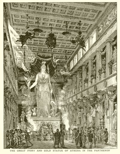 Die große Elfenbein- und Goldstatue der Athena im Parthenon von English School
