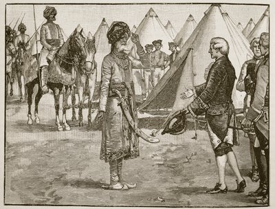 Der Große Mogul betritt das englische Lager, 1765, Illustration aus Cassells Illustrierter Geschichte Englands von English School