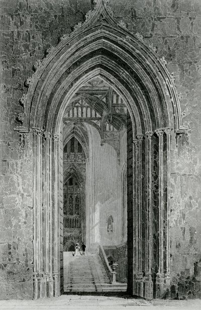 Die Große Westhalle, die zum Großen Salon oder Oktagon führt, Fonthill Abbey, 1824 von English School