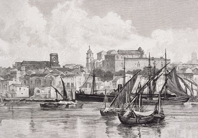 Der Hafen von Brindisi, Italien, aus 