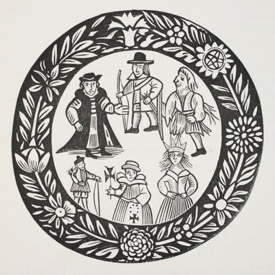 Die Geschichte von Adam Bell, Clim of the Clough und William of Cloudeslie, Illustration aus Chap-books des achtzehnten Jahrhunderts von John Ashton, veröffentlicht 1882 von English School