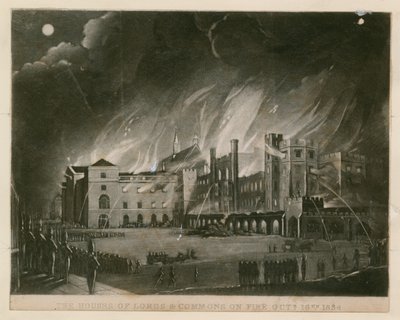 Die Häuser von Lords und Commons brennen, 16. Oktober 1834 von English School