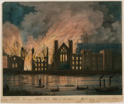 Die Häuser von Lords und Commons brennen, 16. Oktober 1834 von English School