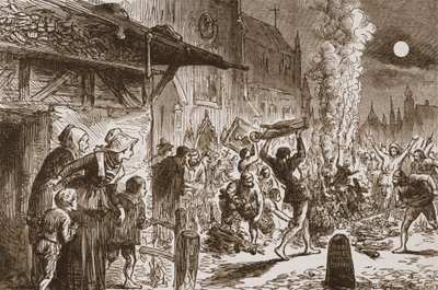 Die Bilderstürmer in Basel verbrennen Bilder und Idole, Illustration aus The History of Protestantism von James Aitken Wylie, veröffentlicht 1878 von English School