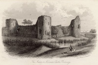 Das Innere oder Normannische Schloss in Pevensey von English School