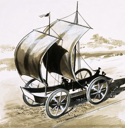 Das Land Schiff, erfunden von Dr. Wilkins, Bischof von Chester, 1648 von English School