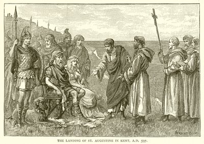 Die Landung des heiligen Augustinus in Kent, 597 n. Chr. von English School