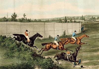 Der letzte Zaun, Darstellung des letzten Hindernisrennens auf der Hippodrome-Rennbahn, Kensington, London von English School