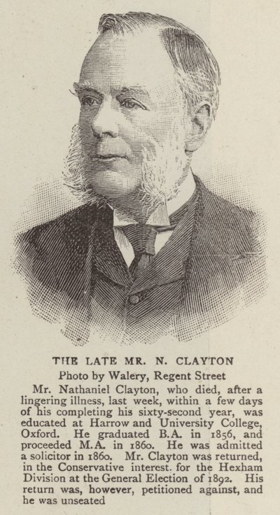 Der verstorbene Mr. N. Clayton (Stich) von English School