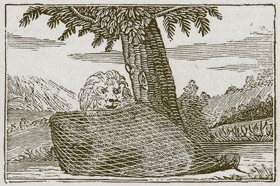 Der Löwe und die Maus (Gravur) von English School
