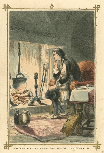 Die erste Idee des Marquis von Worcester zur Dampfmaschine von English School