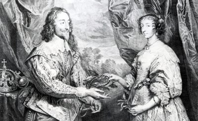 Die Hochzeit von Henrietta und Charles, graviert von G. Vertue nach Van Dyck, 1742 von English School