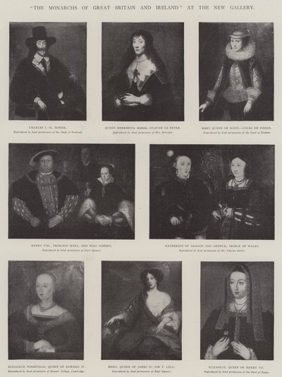 Die Monarchen von Großbritannien und Irland in der New Gallery von English School