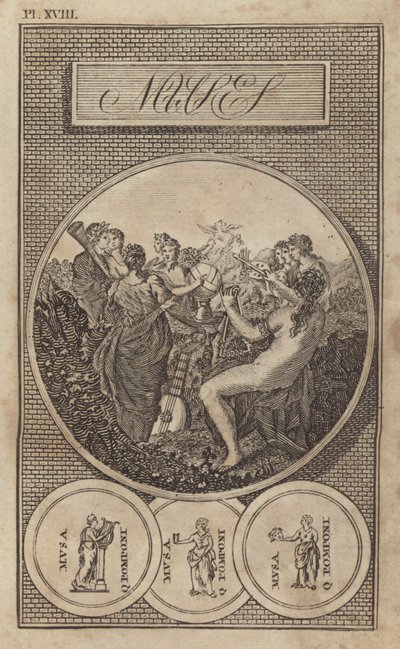 Die Musen, antike griechische und römische Göttinnen der Literatur, Wissenschaft und Kunst von English School