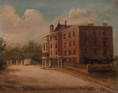 Das alte Star and Garter, durch Feuer zerstört, 1870 von English School