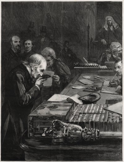 Die Eröffnung des Parlaments, 31. Januar 1893, Mr. William Ewart Gladstone, unterstützt von Mr. Marjoribanks und Mr. H. Gladstone, legt den Eid ab. Illustration für The Graphic von English School