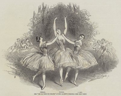 Der "Pas de Trois des Graces" im Theater Ihrer Majestät (Stich) von English School