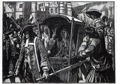 Die Menschen von Edinburgh eskortieren den Herzog von Hamilton zum Holyrood-Palast im Jahr 1706 von English School
