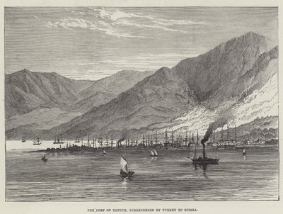 Der Hafen von Batoum, von der Türkei an Russland übergeben (Gravur) von English School