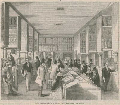 Das Prerogative Will Office, Doctors Commons, London von English School