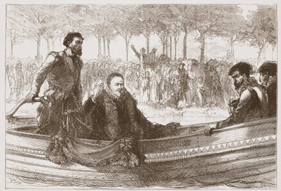 Der Prinz von Oranien in seiner Barke auf dem Weg nach Brüssel, Illustration aus The History of Protestantism von James Aitken Wylie, veröffentlicht 1878 von English School
