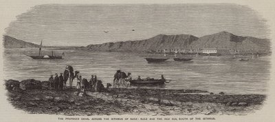 Der vorgeschlagene Kanal über die Landenge von Suez, Suez und das Rote Meer, südlich der Landenge (Gravur) von English School