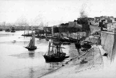 Die Kais von Grand Harbour, Valetta, Malta, aus 