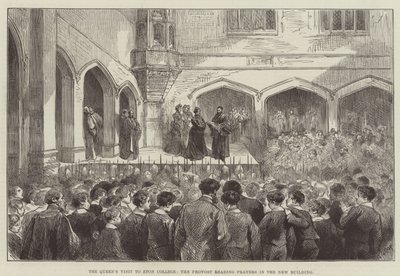 Der Besuch der Königin am Eton College, der Provost liest Gebete im neuen Gebäude (Gravur) von English School