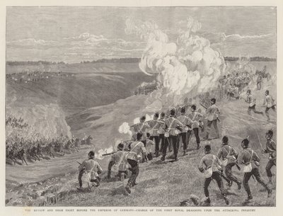 Die Überprüfung und Scheingefecht vor dem Kaiser von Deutschland, Angriff der ersten königlichen Dragoner auf die angreifende Infanterie von English School