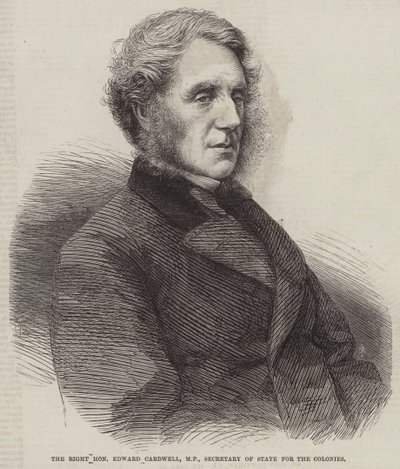 Der ehrenwerte Edward Cardwell, MP, Kolonialminister (Gravur) von English School