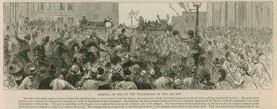 Der Aufruhr am Trafalgar Square: Ankunft einer der Prozessionen auf dem Platz von English School