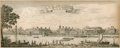 Das Royal Hospital in Chelsea und die Rotunde in den Ranelagh Gardens von einem alten Bild von English School