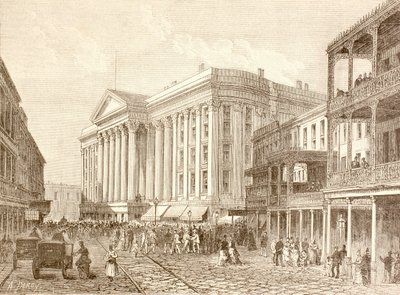 Das Saint Charles Hotel in der St. Charles Street, New Orleans in den 1880er Jahren (Litho) von English School
