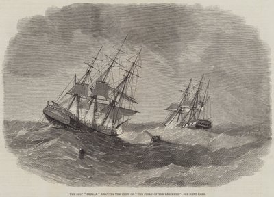 Das Schiff "Bengal" rettet die Besatzung der "The Child of the Regiment" (Gravur) von English School
