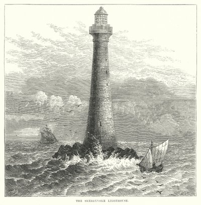 Der Skerryvore-Leuchtturm (Gravur) von English School
