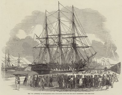 Die "St. Lawrence" im Southampton Dock, entlädt Waren für die Große Ausstellung (Stich) von English School