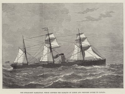 Das Dampfschiff Sarmatian, das den Marquis von Lorne und Prinzessin Louise nach Kanada bringt (Gravur) von English School