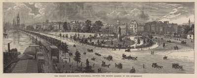 Der Themse-Uferdamm, Whitehall, zeigt das vom Staat beanspruchte Land von English School