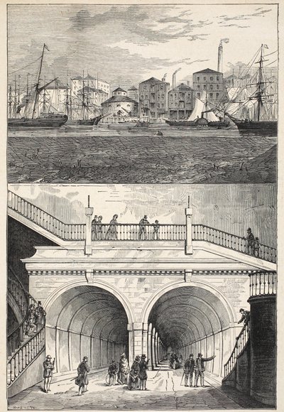 Der Themsetunnel (wie er bei der ursprünglichen Eröffnung für den Verkehr aussah) von English School