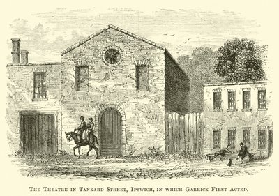 Das Theater in der Tankard Street, Ipswich, in dem Garrick erstmals auftrat von English School