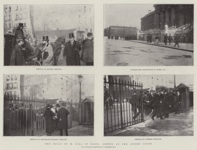 Der Prozess gegen M. Zola in Paris, Szenen am Assisengericht (Stich) von English School