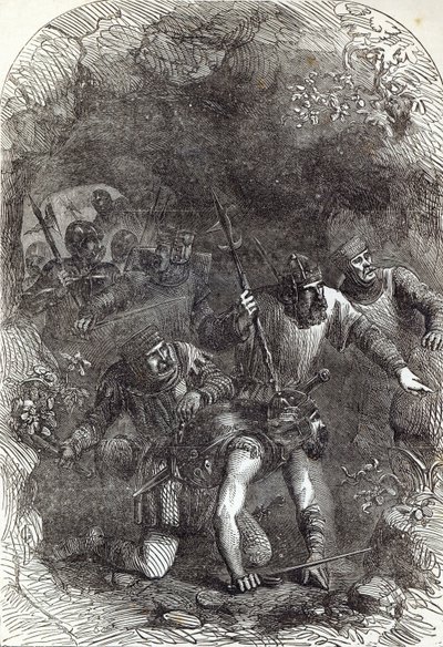 Die Truppen von Lord Montacute im unterirdischen Gang, Illustration aus 