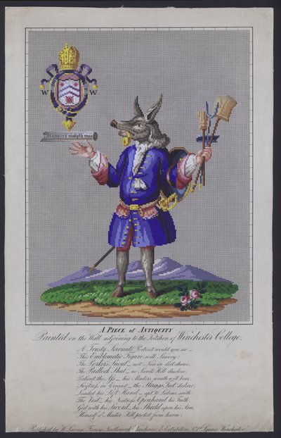 Der treue Diener, gemalt an der Wand neben der Küche des Winchester College, Hampshire, von dem englischen Dichter John Hoskins im Jahr 1579 von English School