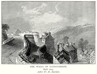 Die Mauern von Londonderry (Gravur) von English School
