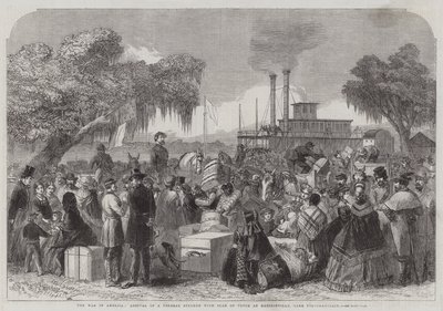 Der Krieg in Amerika, Ankunft eines Bundesdampfers mit einer Waffenstillstandsflagge in Madisonville, Lake Portchartrain von English School