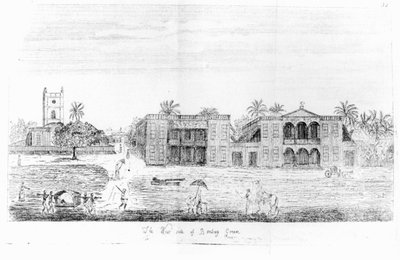 Die Westseite von Bombay Green, Indien, aus Voyage to the East Indies von John Henry Grose, 2. Ausgabe, 1766 von English School